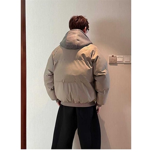 现货高品质重磅工艺美式高街假两件PU皮棉衣男女加厚棉服外套图片