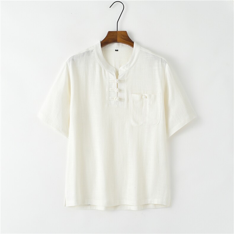 唐装男款风短袖衬衫中年男士中式复古汉服爸爸夏装居士服衬衣,男装民族服装,电商B212（原钱塘6029）