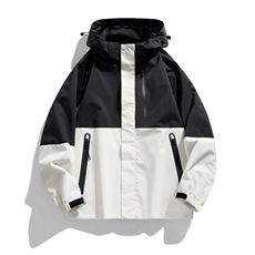 户外撞色连帽冲锋衣情侣外套防风登山服夹克男平铺YHJK8828-P70，男装夹克，星座717
