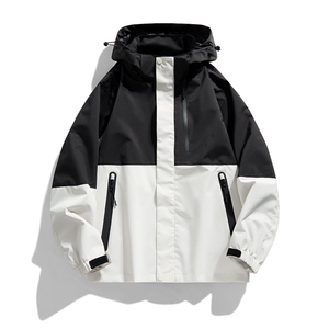 户外撞色连帽冲锋衣情侣外套防风登山服夹克男平铺YHJK8828-P70图片