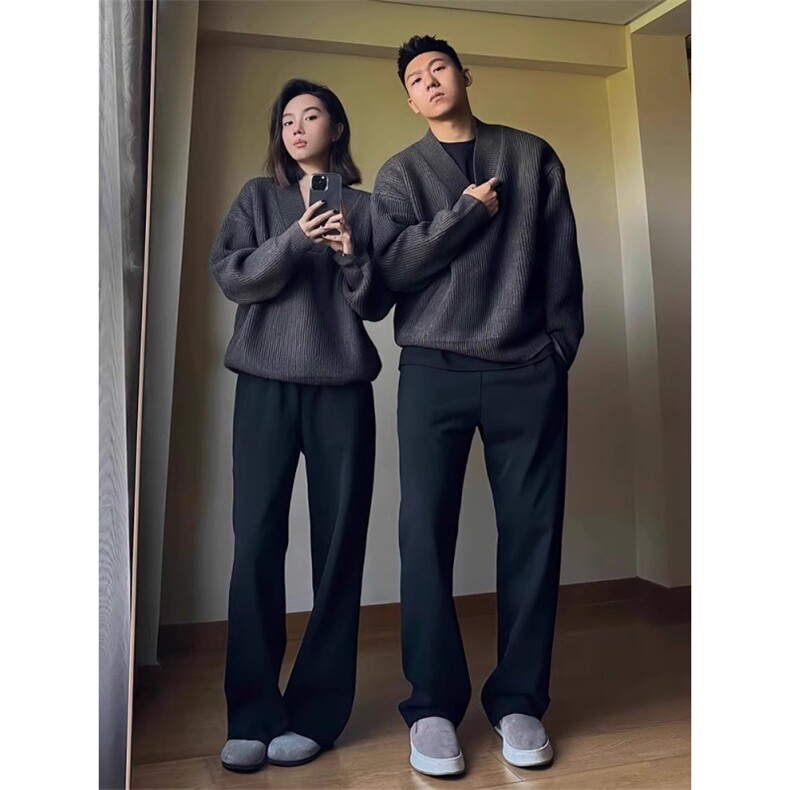 1506-1/MM031/P50美式复古条纹慵懒宽松阔腿裤男女同款情侣百搭图片