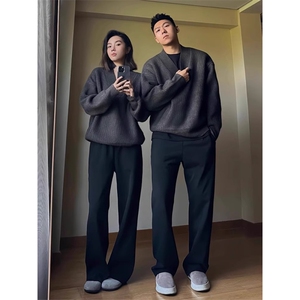 1506-1/MM031/P50美式复古条纹慵懒宽松阔腿裤男女同款情侣百搭图片