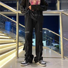 美式高街休闲裤男潮牌潮流痞帅vibe风侧边拉链束脚裤K3570-P40，男装休闲裤，星座512-2