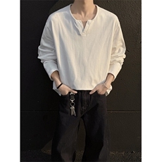 现货男生百搭长袖T恤全棉内搭套头长袖，男装T恤，星座510-1