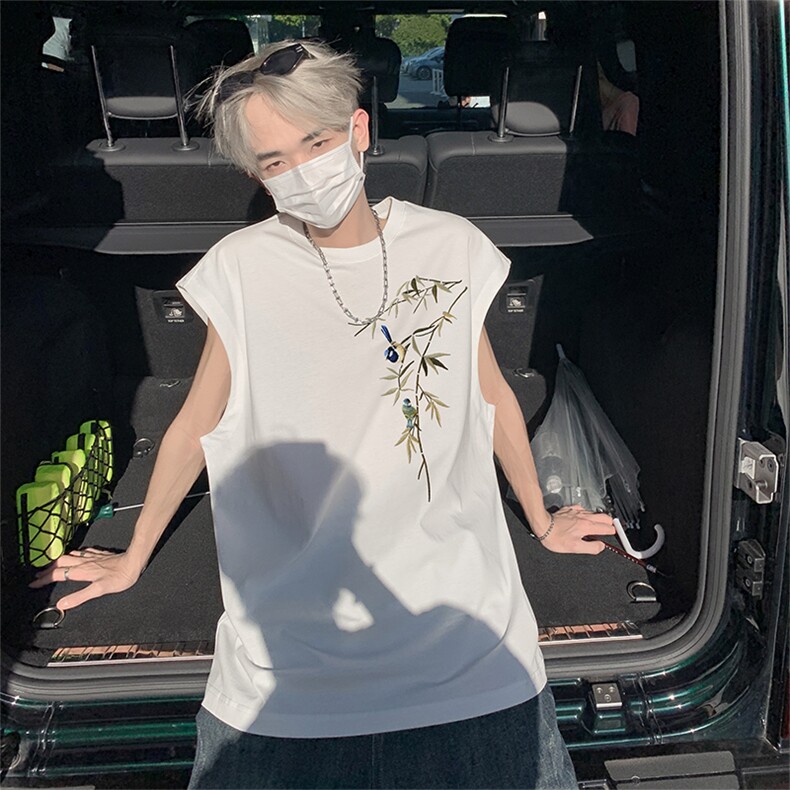 风直播抖音得物纯棉重磅250克无袖背心T恤T2515P25控39，男装背心/马甲，电商C408-1(原B339-1)