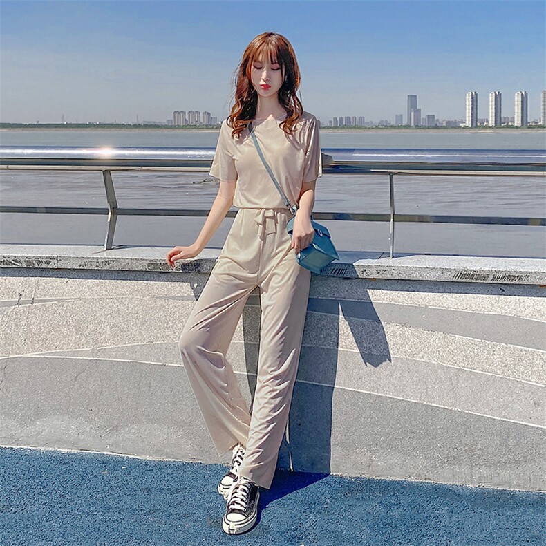 现货2021夏装新款短袖T恤长裤套装166-1016,女装T恤,茜茜公主