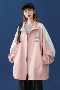 中性秋季百搭袖子拼接彩色宽松夹克情侣棒球服外套 G6251 P65控78图片