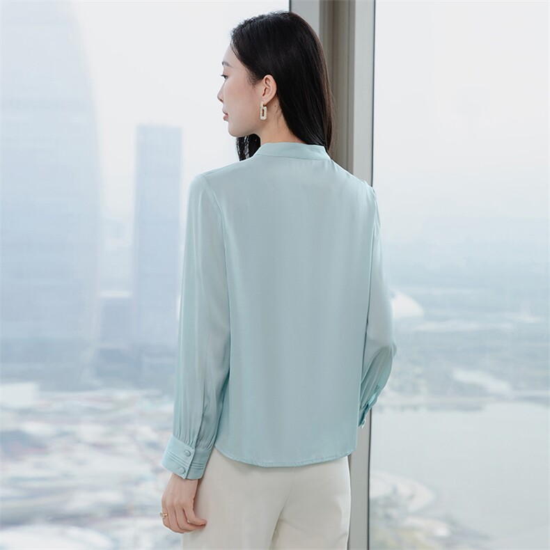 重磅立领真丝衬衫女长袖真丝上衣小衫2026早春新款职业通勤衬衣,女装衬衫,阿舍尔精品