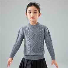 秋冬季儿童羊毛三股加厚针织衫男女童套头长袖妞花宝宝打底，童装儿童羊毛衫，初丹羊绒童装