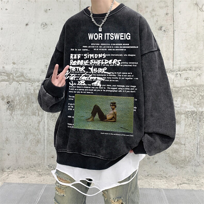 直播品质500克重磅美式做旧水洗卫衣H1312-常规特P45-加绒特P55,男装卫衣,电商A486