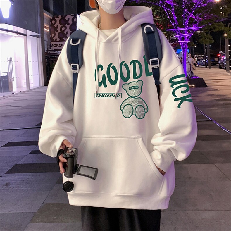 CM018P60加绒65宽松连帽卫衣秋冬新款帽衫港风潮小熊外套,女装短外套,星座304A-1