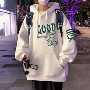 CM018P60加绒65宽松连帽卫衣秋冬新款帽衫港风潮小熊外套图片