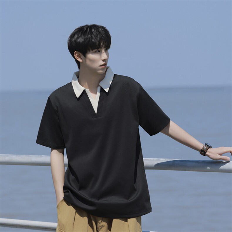 夏季大码公版拼色翻领POLO衫男休闲,男装Polo衫,星座1107-1