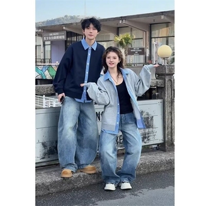 原宿百搭新款慵懒流行ins时尚气质假两件外套文艺简约潮流日系图片