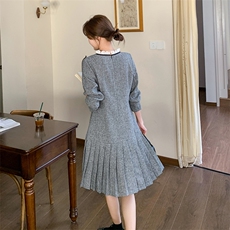 【现货】法式小香风休闲灰色百褶裙088-7708p145k198，女装连衣裙，2C088