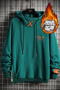 8XL-M 2023冬季新款连帽高领加绒加厚卫衣男加肥加大码胖子控价98图片