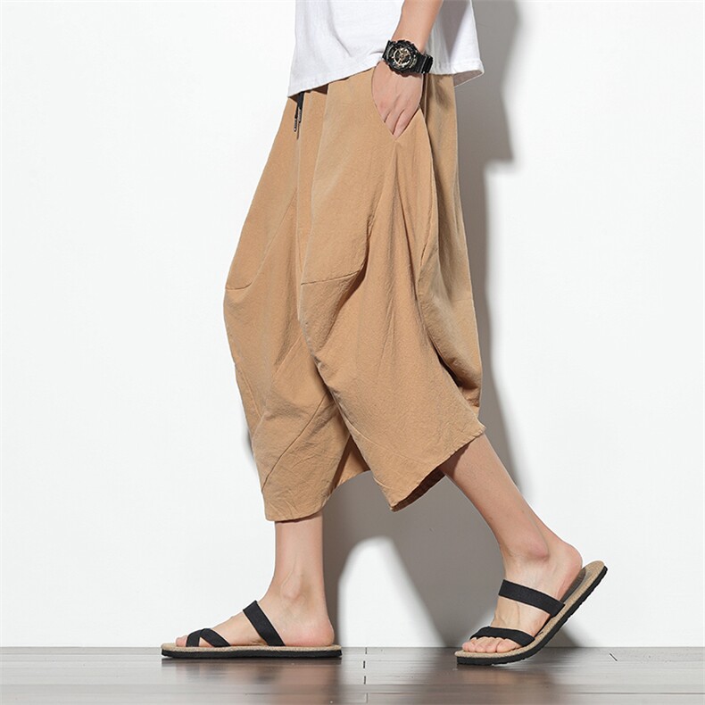 外贸热销男装棉麻七分裤大码宽松休闲裤低档垮裤XZ314A-1-K26-P35，男装牛仔裤，星座1513