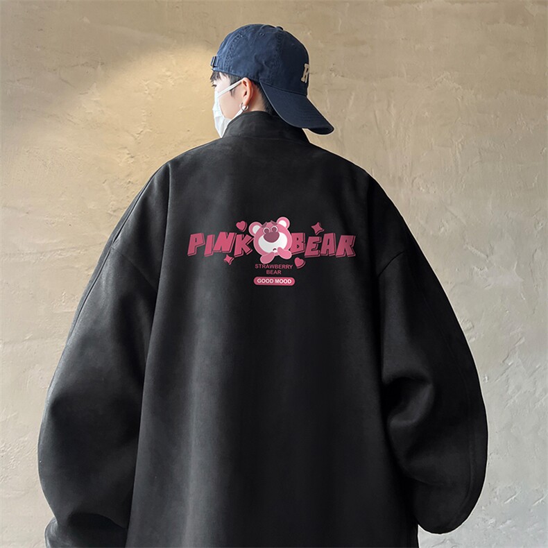 麂皮绒夹克男大码立领褂子外套JK85329-P68加绒款-P78,男装夹克,电商A040