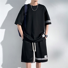 直播品质！2024夏季新款男士珠地圆领短袖套装夏天一套TZP001P70，男装T恤，电商B220