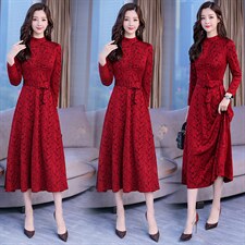 2021春季时尚潮流舒适简约个性拼色中长款长袖连衣裙，女装连衣裙，众宇琦