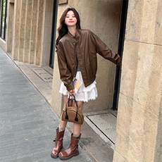 现货2025新美拉德复古皮衣外套203P135K208，女装皮衣，浙宝203
