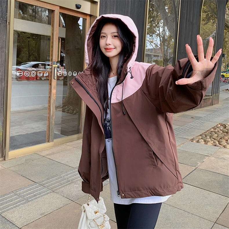 韩版短款撞色冲锋衣羽绒棉服女2025冬季新款加厚显瘦保暖棉衣棉袄,女装羽绒服,辉之琳