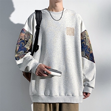 2024春季新款光影墙大码320克华棉刺绣卫衣M-5XHW23675-特P35，男装卫衣，电商A022