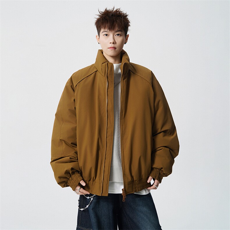 现货双拉链三防立领棉服男女美式高街飞行夹克宽松加厚棉衣冬，男装夹克，电商A486