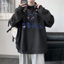 华夫格卫衣圆领卫衣男大码长袖t恤男外套HW76183-P30加绒款-P40，男装卫衣，电商A040