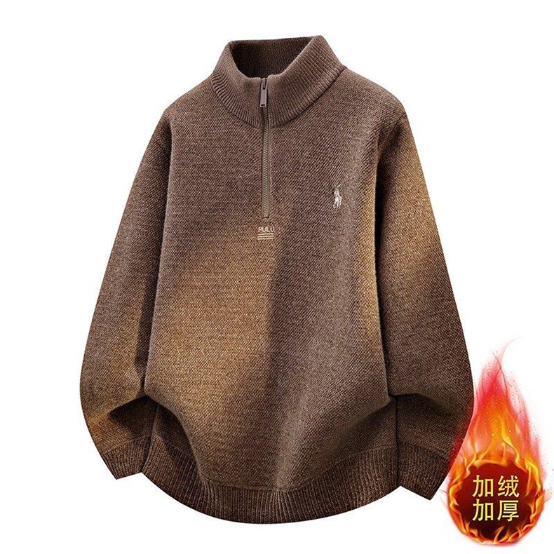W25267-P60冬半高拉链领针织衫男潮牌加绒加厚卫衣外套时尚打底衫,男装T恤,电商D310B