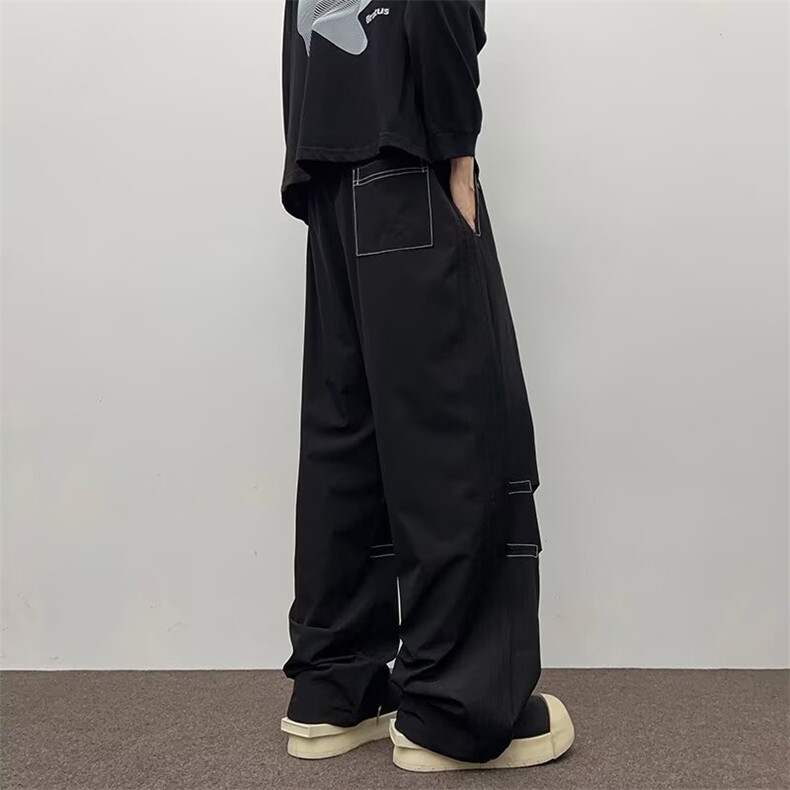 直筒休闲裤男垂感裤子美式潮牌宽松户外冲锋裤1008-LBK933-p45,男装休闲裤,星座1008