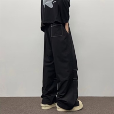 直筒休闲裤男垂感裤子美式潮牌宽松户外冲锋裤1008-LBK933-p45，男装休闲裤，星座1008