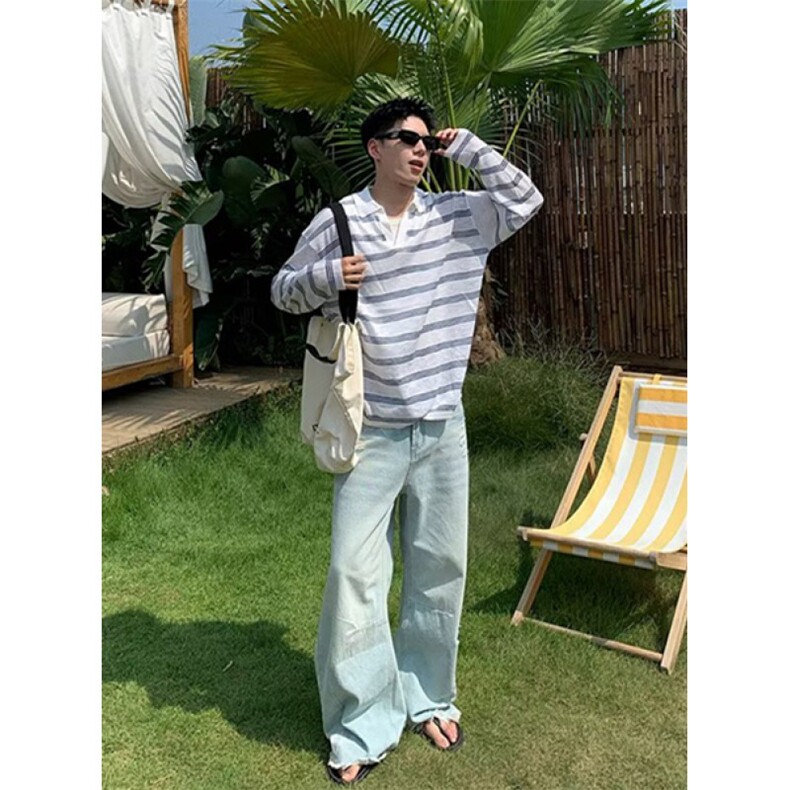 时尚流行慵懒新款气质潮流日系ins长袖POLO简约百搭文艺T5607,男装Polo衫,星座1116A（原606A-3）