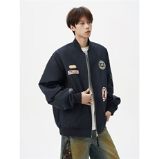 网图美式夹克春秋复古徽章设计高街宽松显瘦外套YY803-特P41，男装夹克，电商C216