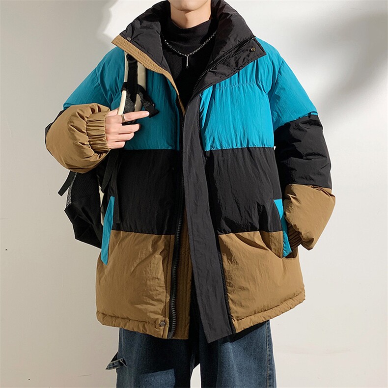 港风2026新品冬季宽松情侣装撞色棉衣棉服冬装加厚外套D007-P90图片