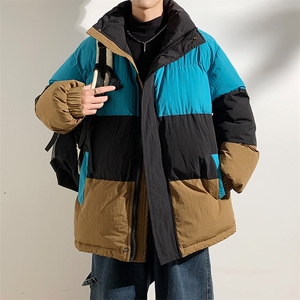 港风2026新品冬季宽松情侣装撞色棉衣棉服冬装加厚外套D007-P90图片