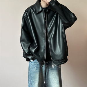 现货主推高质量皮衣外套男宽松皮夹克机车服 A026 P95 加绒P105图片