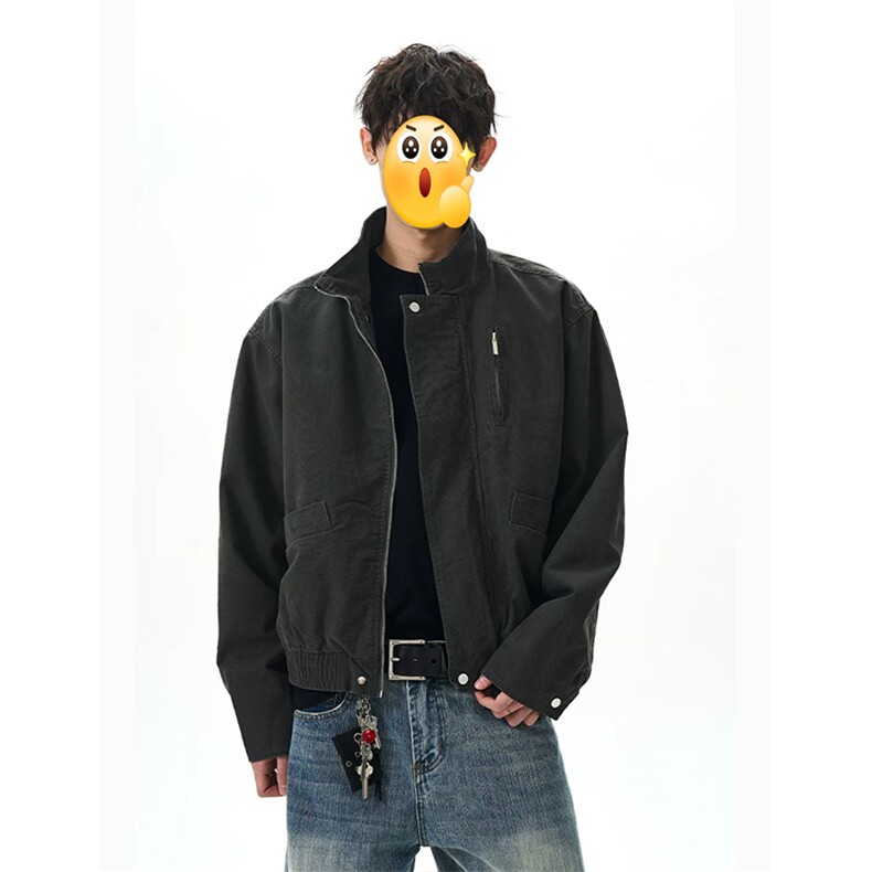 (网图慎用)全棉帆布多口袋立领大码夹克外套男J5247-特P88控158,男装夹克,电商A001