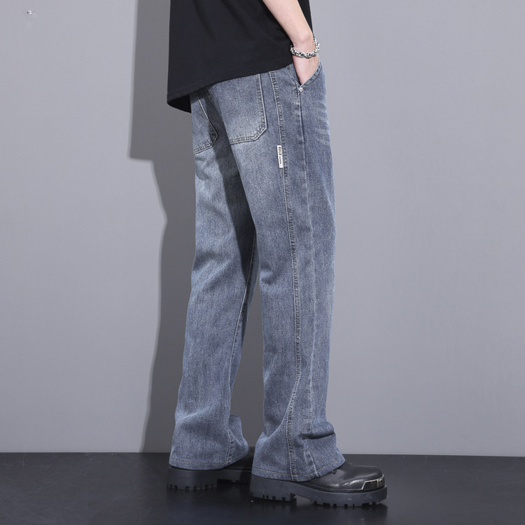 破洞微喇牛仔裤男宽松直筒休闲春季百搭长裤子2024款7002-P55图片
