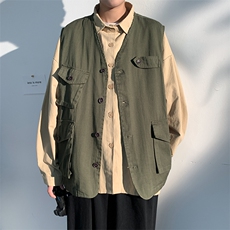 24春季热卖户外山系大码工装背心男多口袋马甲外套MJ003-P45，男装背心/马甲，电商A001-1