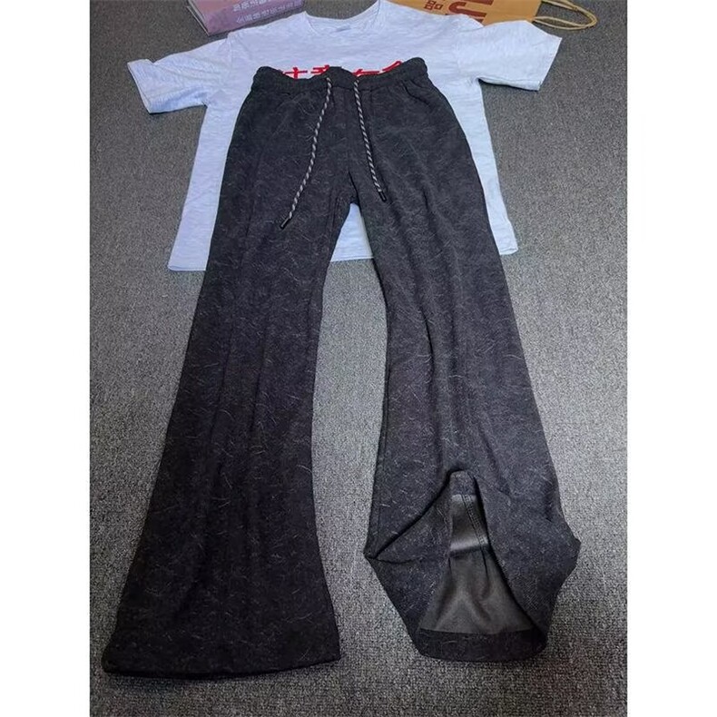 1506-1/KA1211/P39咖色暗纹重磅运动卫裤男款秋季高腰垂感阔腿裤,男装休闲裤,星座1506-1