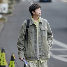 2026春季复古水洗做旧牛仔外套青少年男女夹克Q2481-TP6088，男装工装外套，电商A102