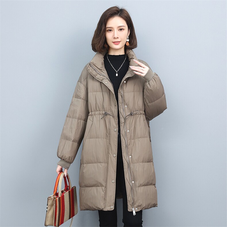 2022冬季新款女装时尚休闲保暖宽松舒适中长款亮面羽绒服女,女装羽绒服,叶笙衣