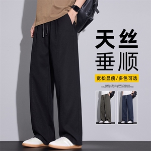 青少年男生宽松休闲裤2026新款莱赛尔复古直筒阔腿长裤Z2616-P50图片
