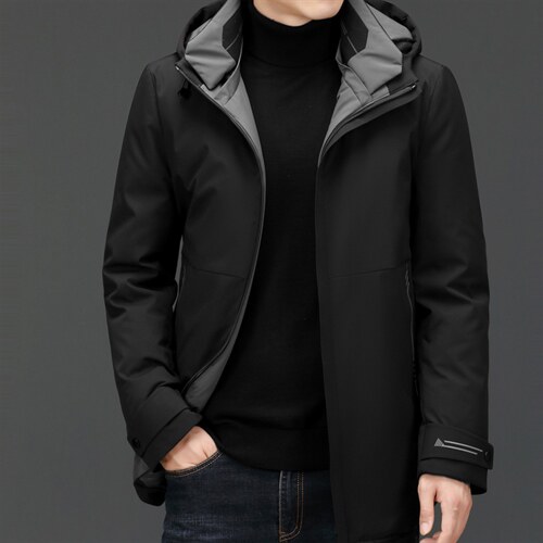I7617冬季新款男士羽绒服可脱卸帽外套修身灰鸭绒P312，男装羽绒服，电商B360