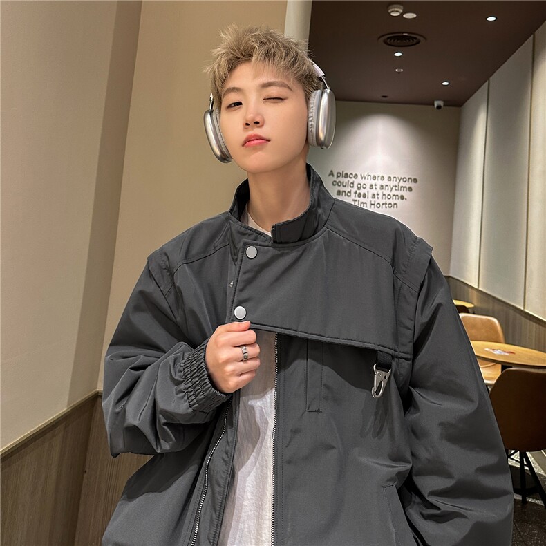 2026秋季新款可拆卸立领夹克秋美式复古设计感高街外套D317P108，男装夹克，电商A335-1（原A458）