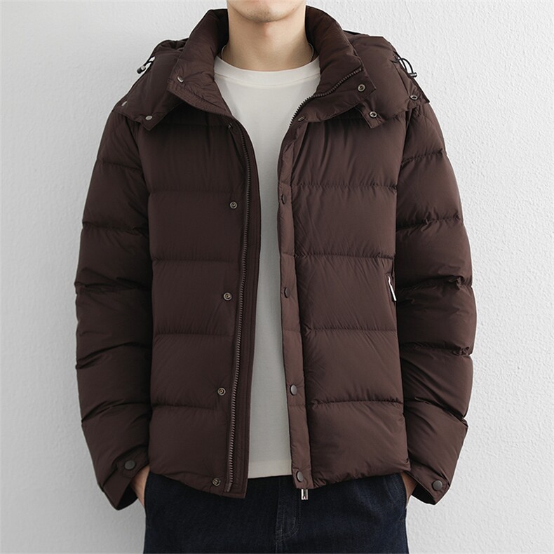 025冬季90白鸭绒保暖羽绒服男连帽休闲纯色御寒上衣百搭外套,男装羽绒服,星座914