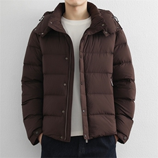 025冬季90白鸭绒保暖羽绒服男连帽休闲纯色御寒上衣百搭外套，男装羽绒服，星座914