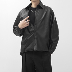 港风秋冬款男PU皮衬衫休闲宽松皮夹克外套JK0026P50，男装夹克，星座1013-1