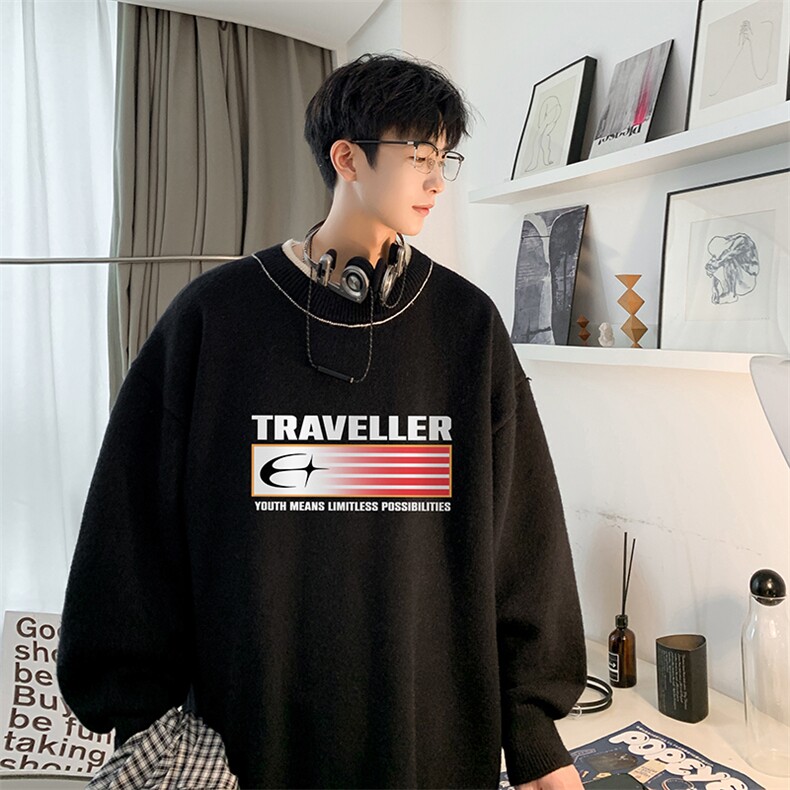 假两件毛衣男大码加绒针织衫男毛线衣M80362-P55加绒P70,男装针织衫/毛衣,电商A040